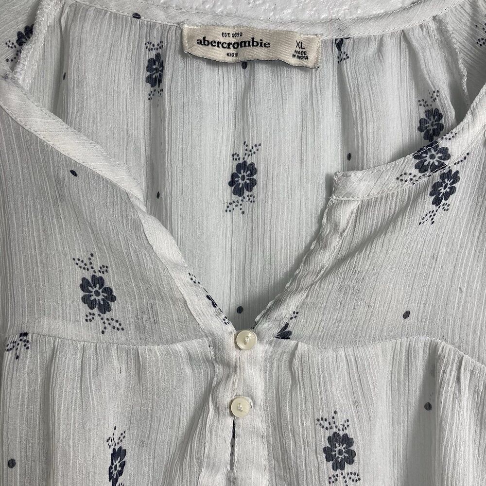 Abercrombie Kids Girls Babydoll Top Size XL Sheer Floral Fairy Boho Peasant - Picture 2 of 9